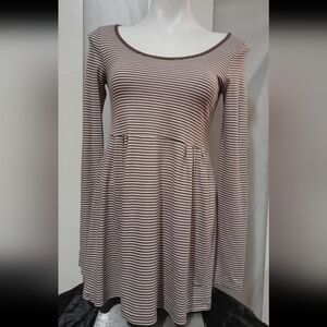 Express - Brown & white striped long sleeve dress style top, size small
